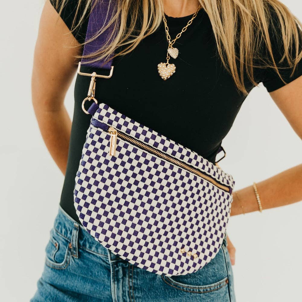 Westlyn Woven Bum Bag - Woven Checkered Orange
