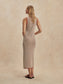 Albane V-Neck Midi Dress- Caramel Clay