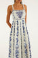 Flowers Arch Pleated Maxi Dress- Off White