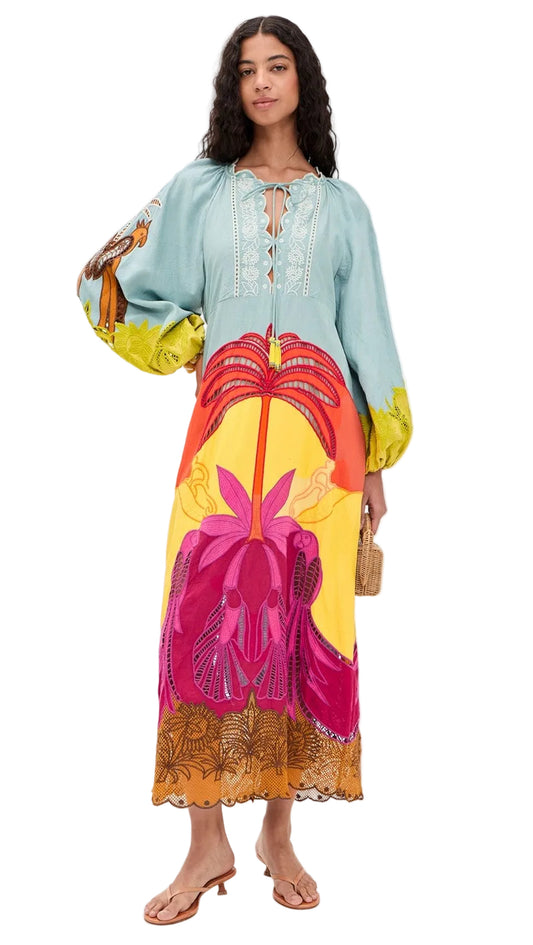 Usuacuri Multicolor Richelieu Maxi Dress