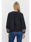 Paola Long Embroidered Sleeve- Black