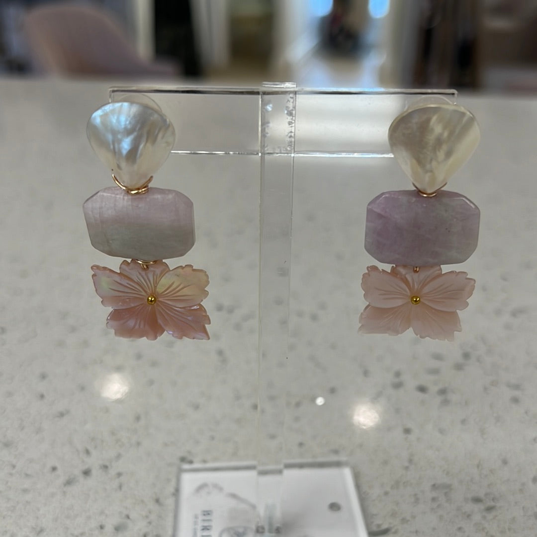 Pink Mother of Pearl Flowers with Kunzite