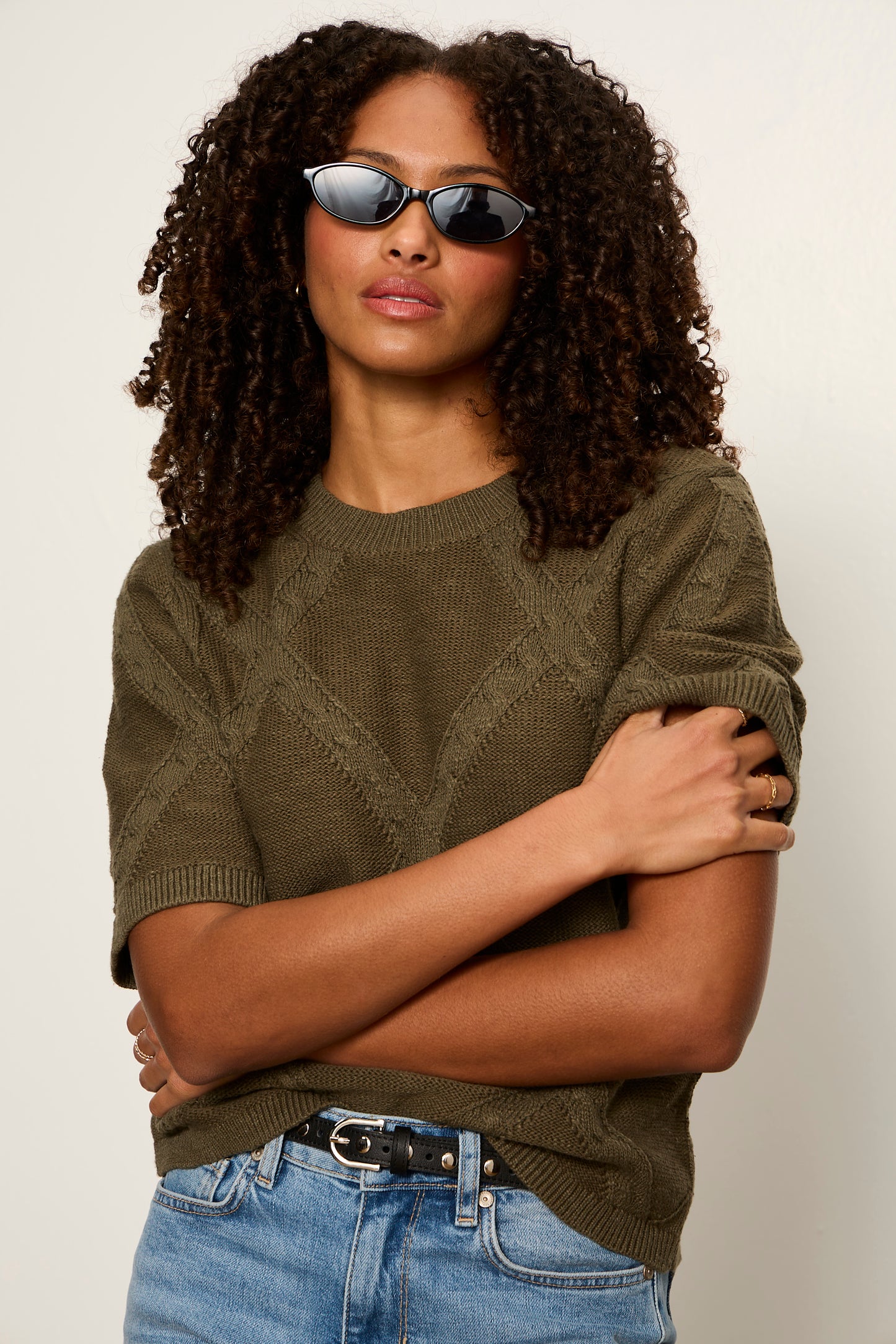 Diamond Short Sleeve Sweater- Kalamata