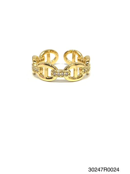 Liana CZ ring with mariner chain link- Gold