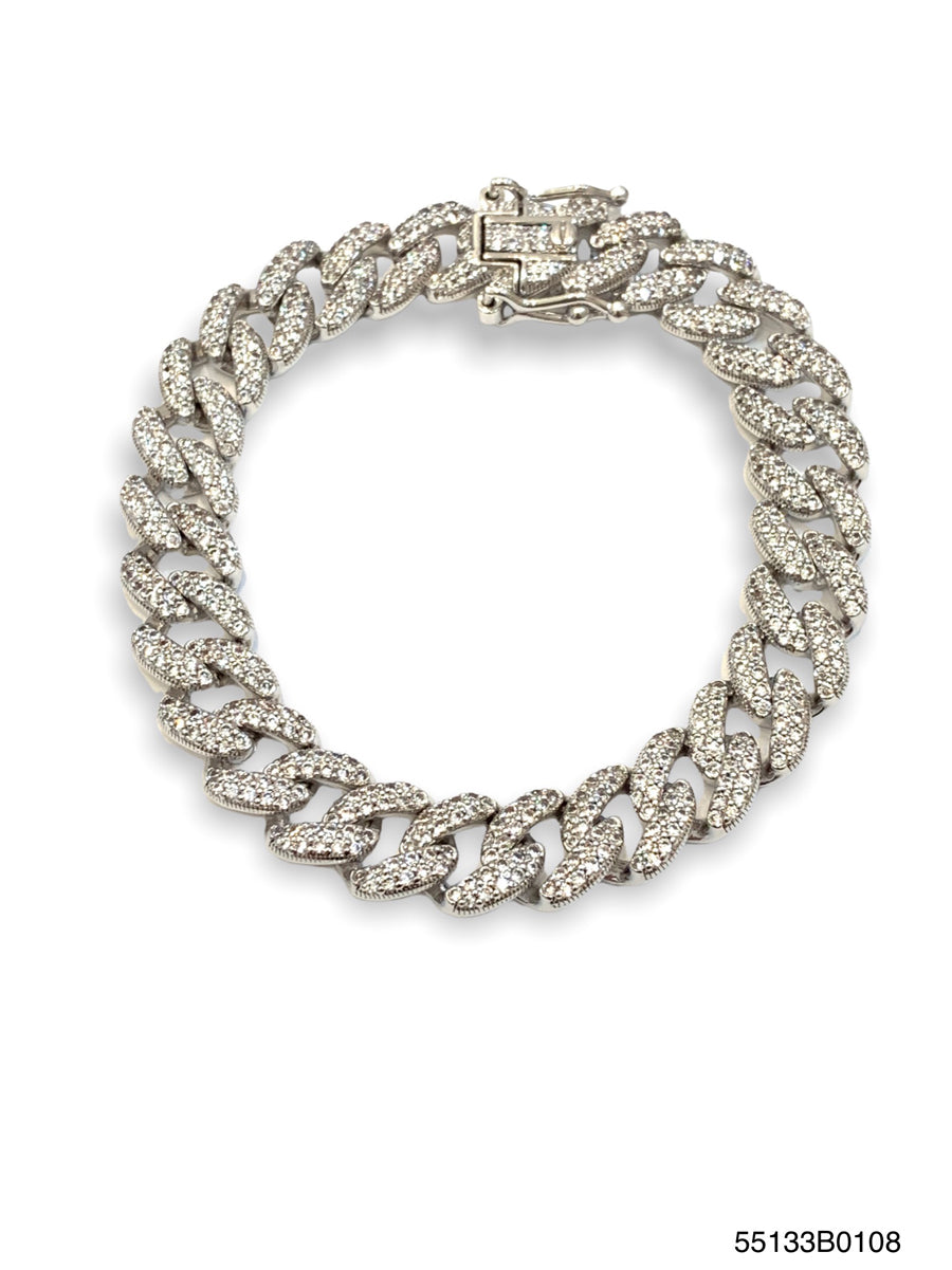Lauren Cure Link CZ Bracelet- White Gold