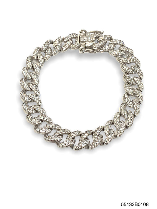 Lauren Cure Link CZ Bracelet- White Gold