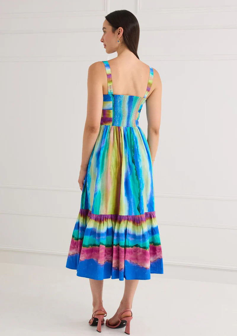 Gianna Printed Midi Dress- Sunset Stripe