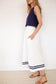 Charlotte Midi Skirt- White/Navy