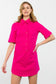 Short Sleeve Collared dress- Fuchsia