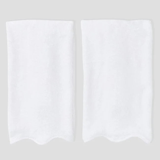 Scallop Bath Hand Towels- (Pair) White/White