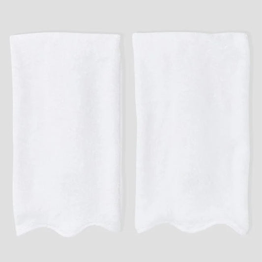 Scallop Bath Hand Towels- (Pair) White/White
