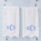 Scallop Bath Hand Towels- (Pair) White/White