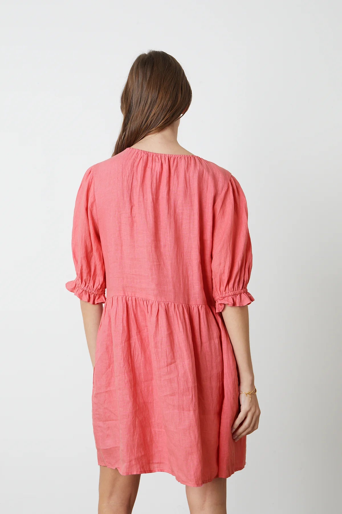 Kailani Linen Puff Sleeve Dress- Rosebay