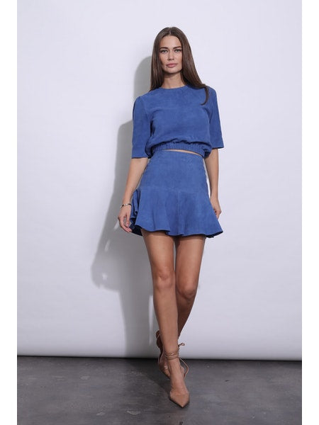 Ina Suede Mini Skirt- Blue