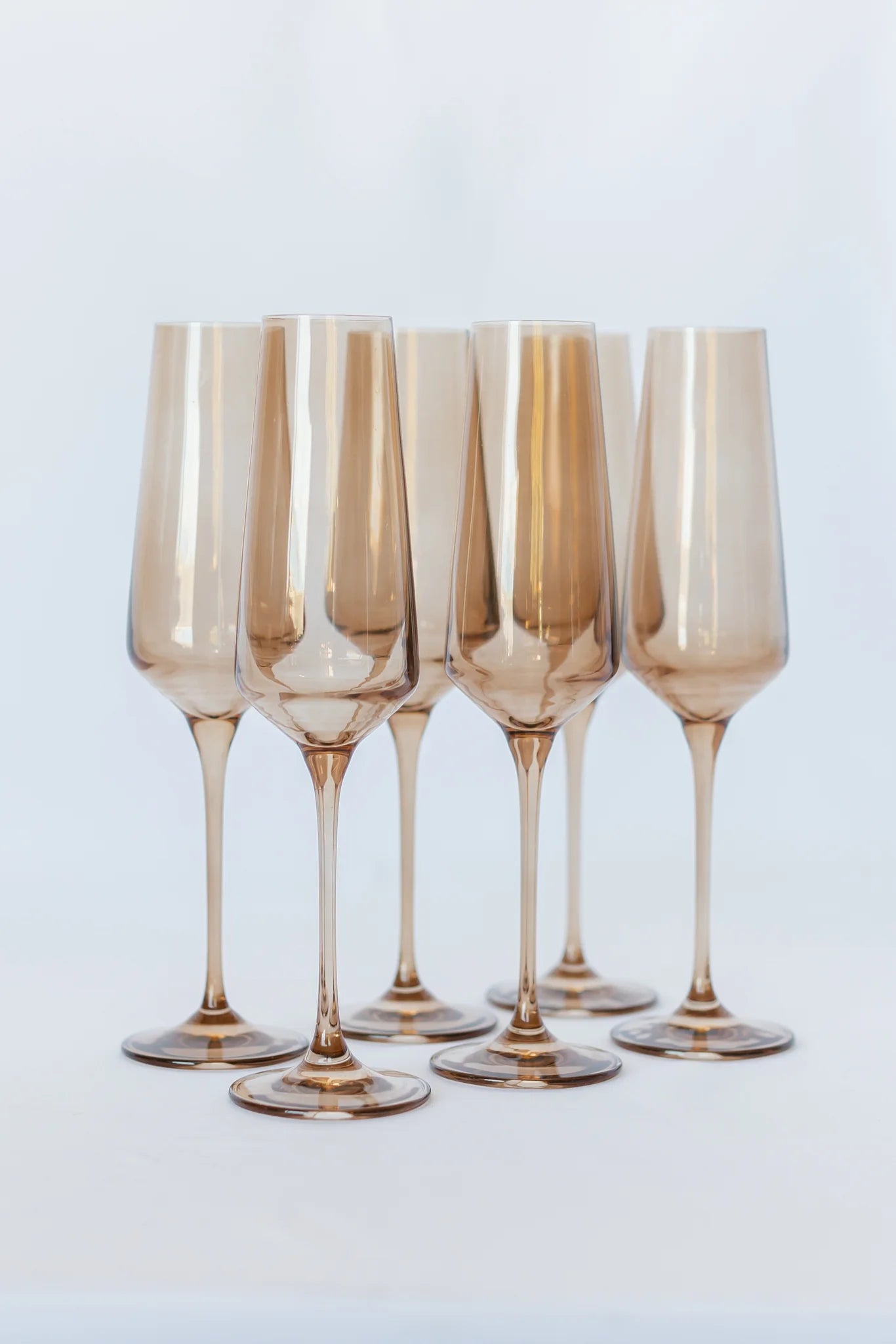 Estelle Colored Champagne Flutes- Amber Smoke (SET OF 6)