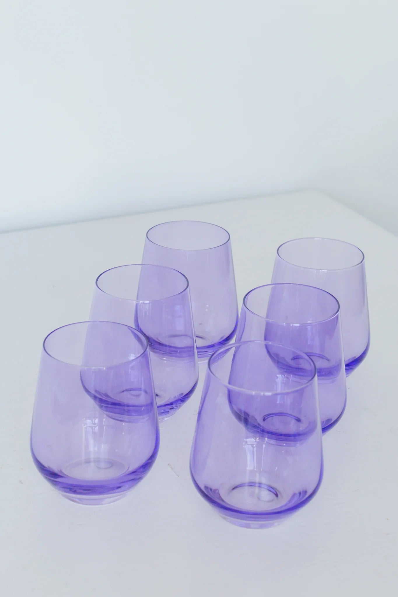 Estelle Collared Stemless Wine Glass- Lavender (SET OF 6)