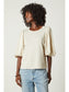 Uma Cotton Slub Gathered Short Sleeve Top- Sand