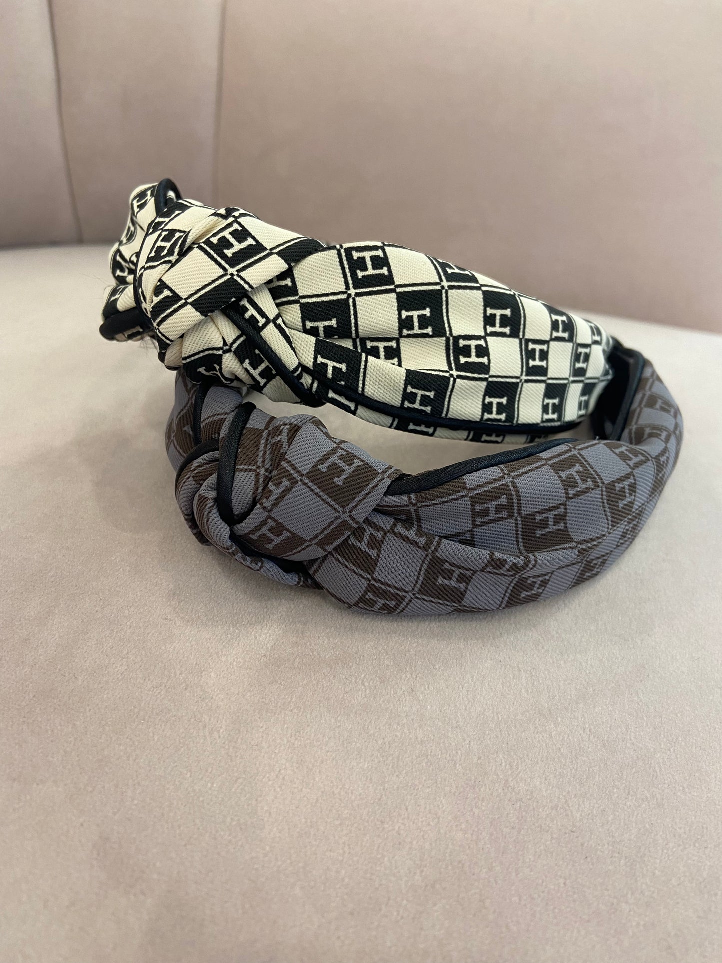 Checkered H Print Headband
