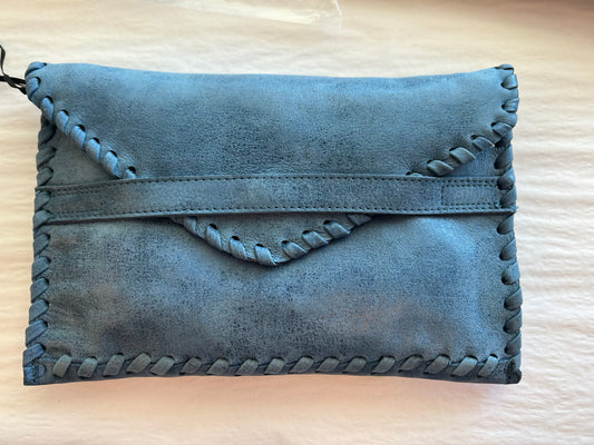 Leather Clutch- Blue