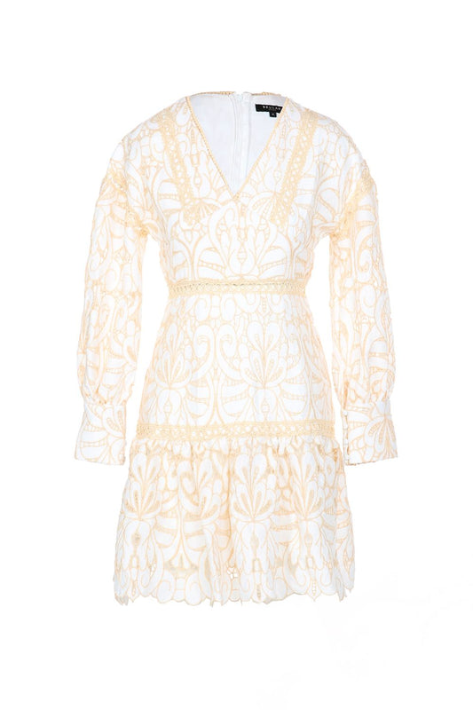 Lace Contrast Color Midi Dress