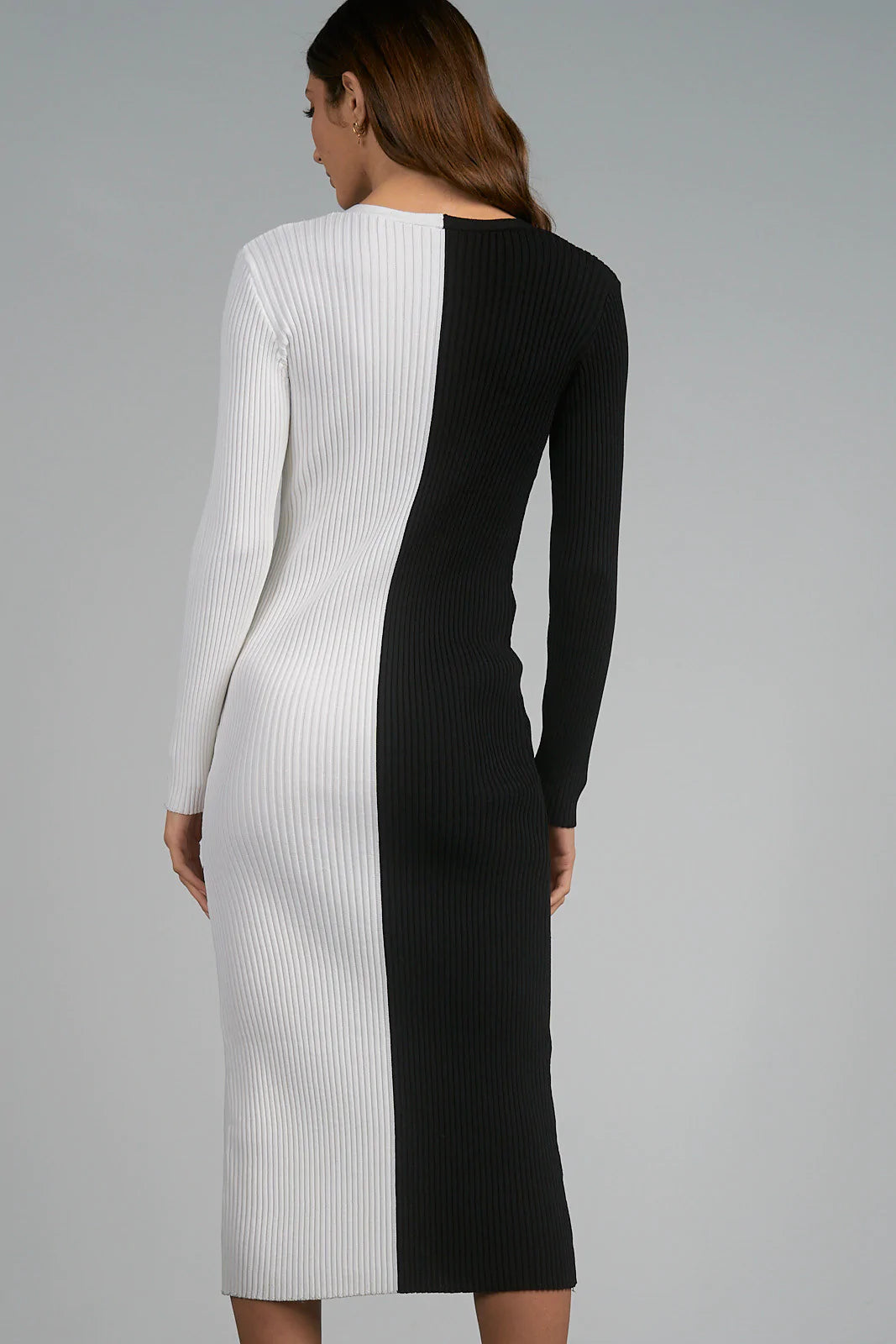 Colorblock Sweater Dress- Black/White